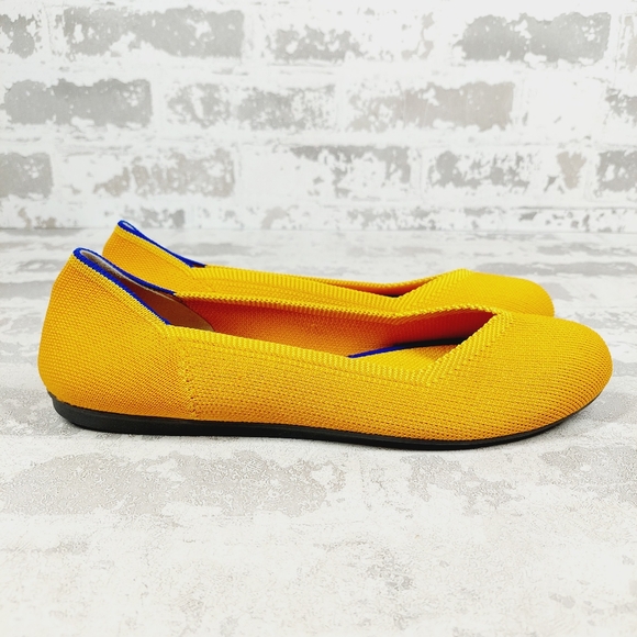 New Rothy's The Flat Yellow Knit Round Toe Slip On Loafers W4 - Picture 3 of 8